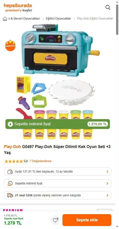 Play-Doh G0497 Play-Doh Süper Dilimli Kek Oyun Seti +3 Yaş