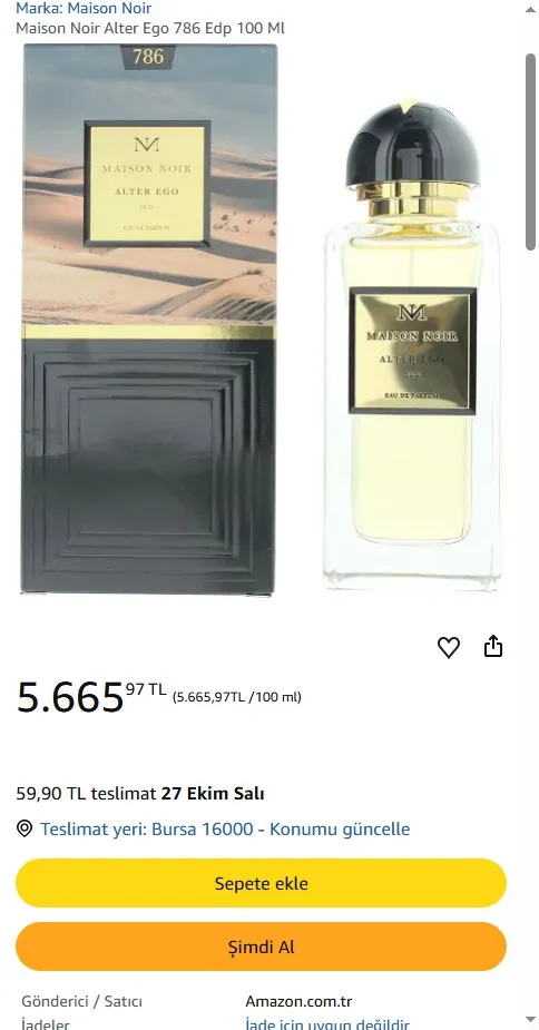 Maison Noir Alter Ego 786 Edp 100 Ml