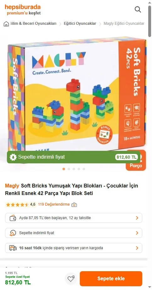 Magly Soft Bricks Yumuşak Yapı Blokları - Çocuklar İçin Renkli Esnek 42 Parça Yapı Blok Seti