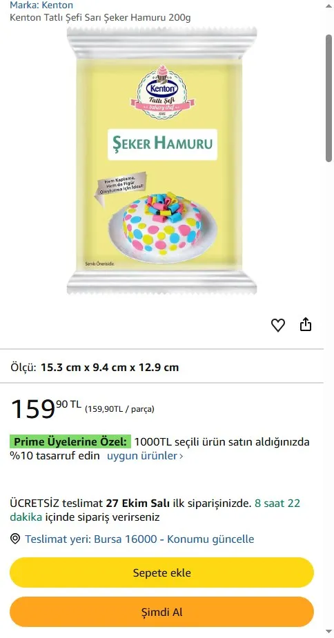 Kenton Tatlı Şefi Sarı Şeker Hamuru 200g