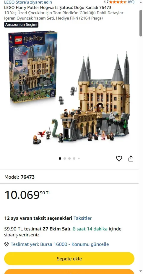 LEGO Harry Potter Hogwarts Şatosu: Doğu Kanadı 76473