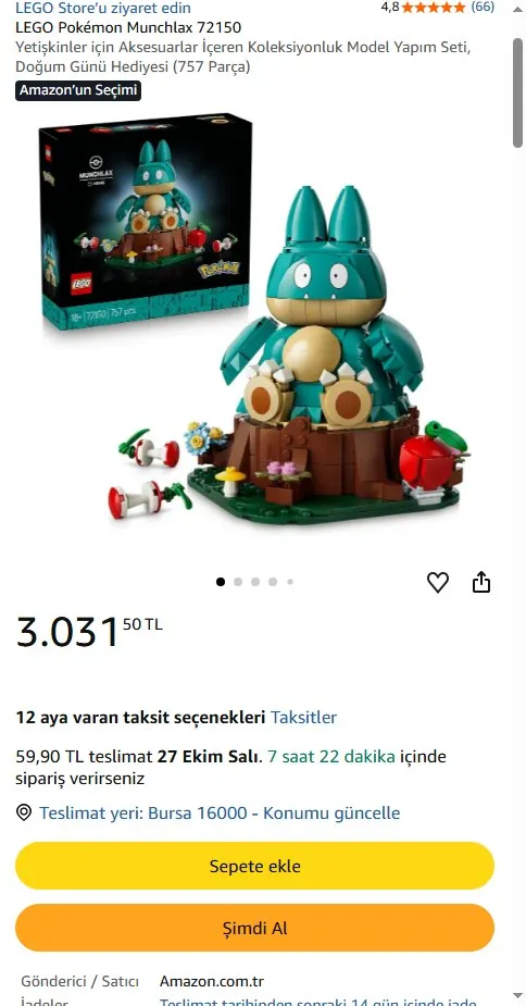LEGO Pokémon Munchlax 72150
