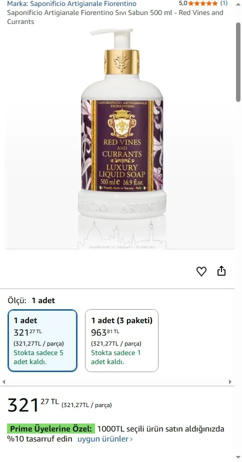 Saponificio Artigianale Fiorentino Sıvı Sabun 500 ml - Red Vines and Currants