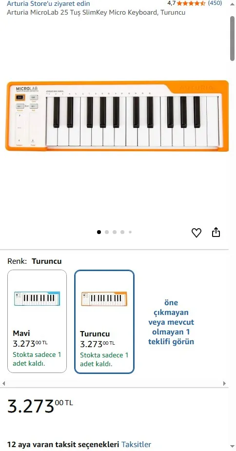 Arturia MicroLab 25 Tuş SlimKey Micro Keyboard, Turuncu