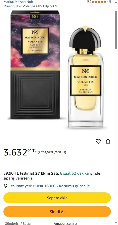 Maison Noir Volantis 685 Edp 50 Ml