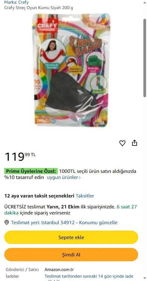 Crafy Streç Oyun Kumu Siyah 200 g