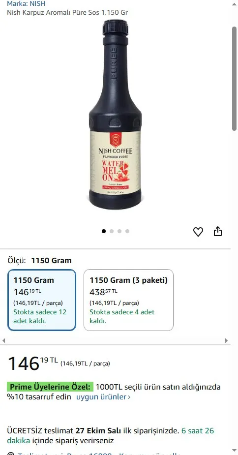 Nish Karpuz Aromalı Püre Sos 1.150 Gr