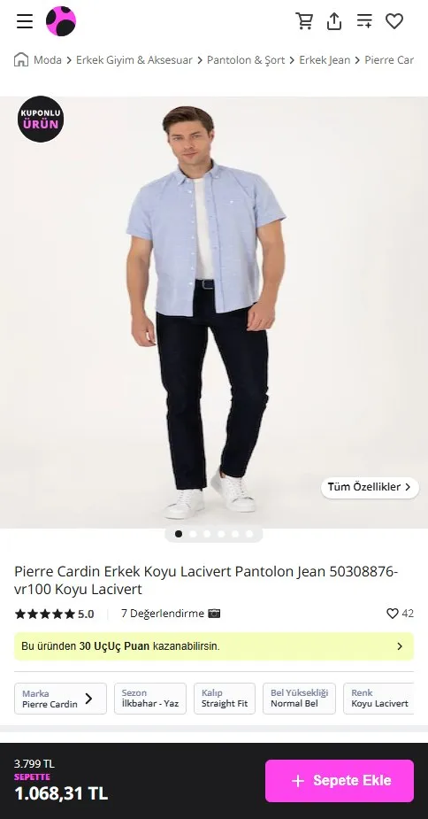 Pierre Cardin Erkek Koyu Lacivert Pantolon Jean 50308876-vr100 Koyu Lacivert
