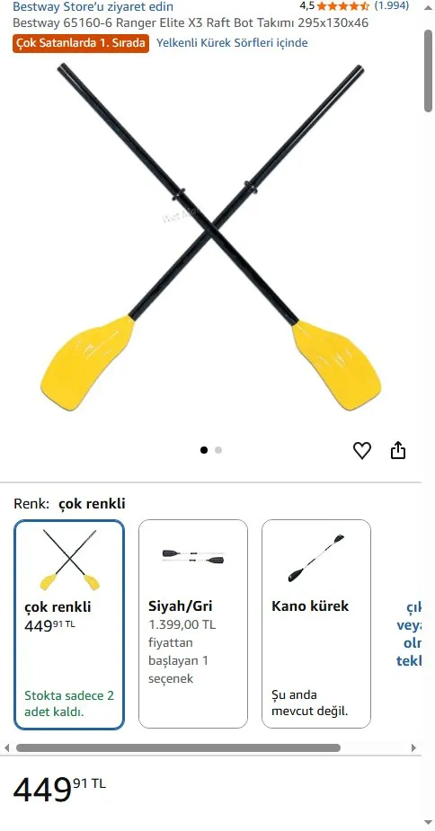 Bestway 65160-6 Ranger Elite X3 Raft Bot Takımı 295x130x46