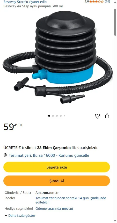 Bestway Air Step ayak pompası 300 ml