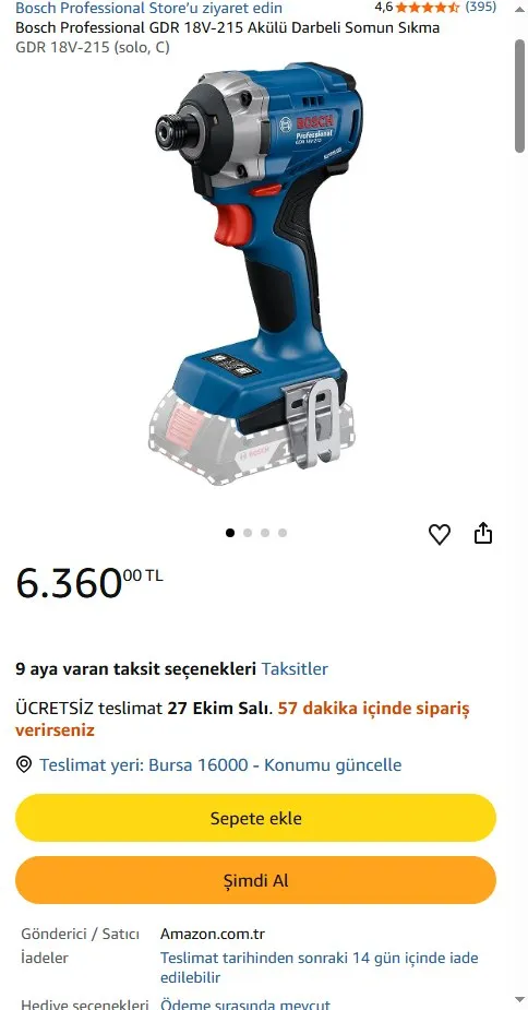 Bosch Professional GDR 18V-215 Akülü Darbeli Somun Sıkma