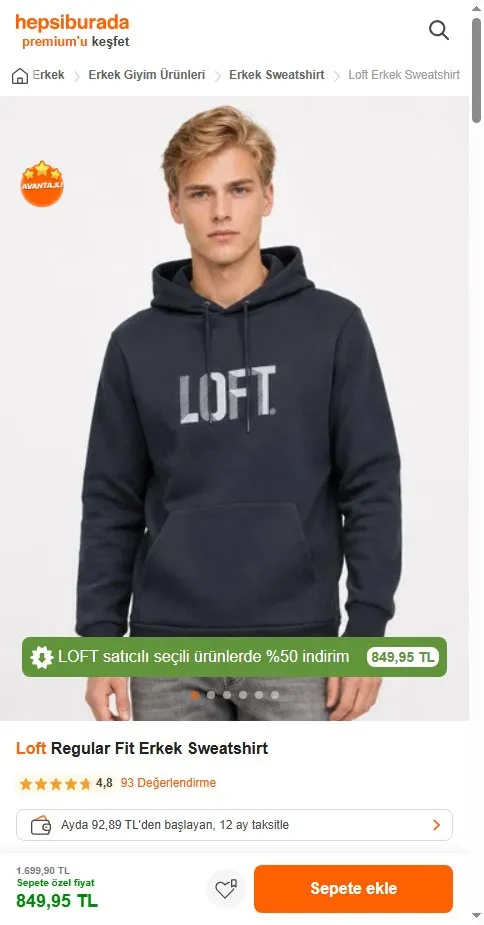 Loft Regular Fit Erkek Sweatshirt