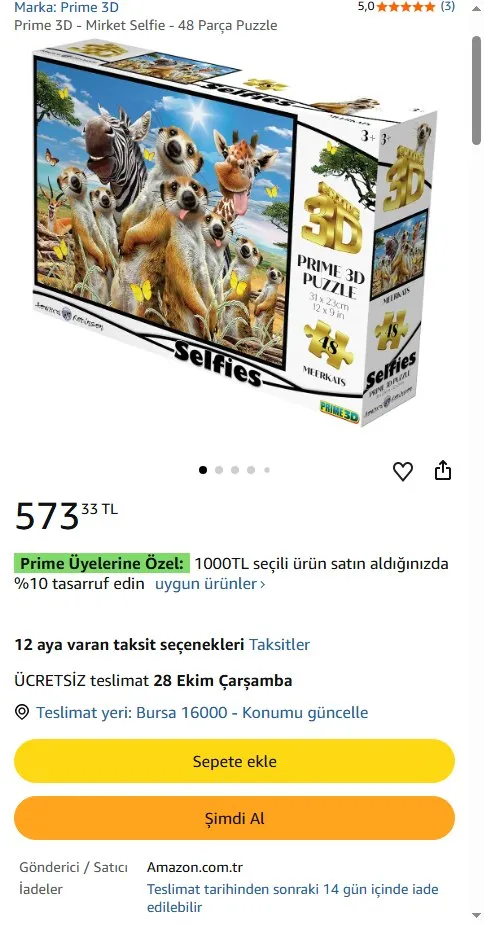Prime 3D - Mirket Selfie - 48 Parça Puzzle