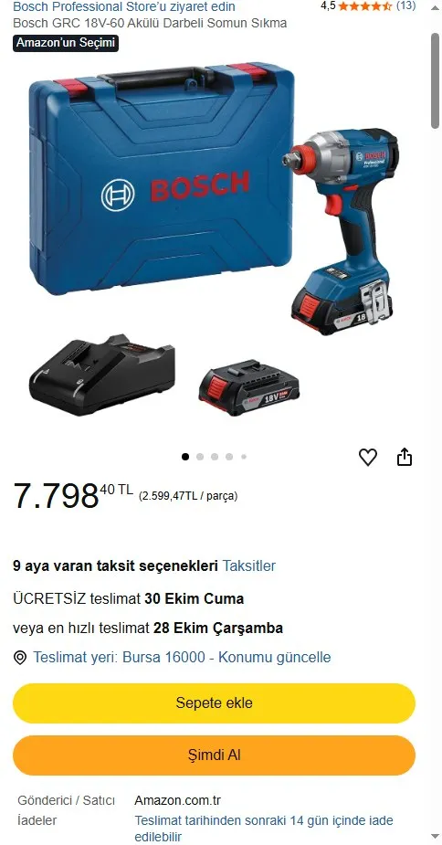Bosch GRC 18V-60 Akülü Darbeli Somun Sıkma