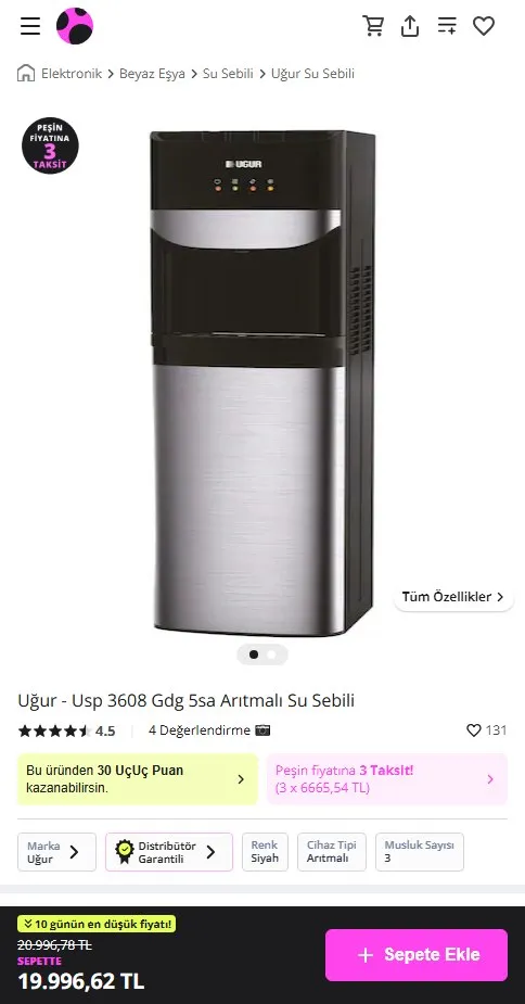 Uğur - Usp 3608 Gdg 5sa Arıtmalı Su Sebili