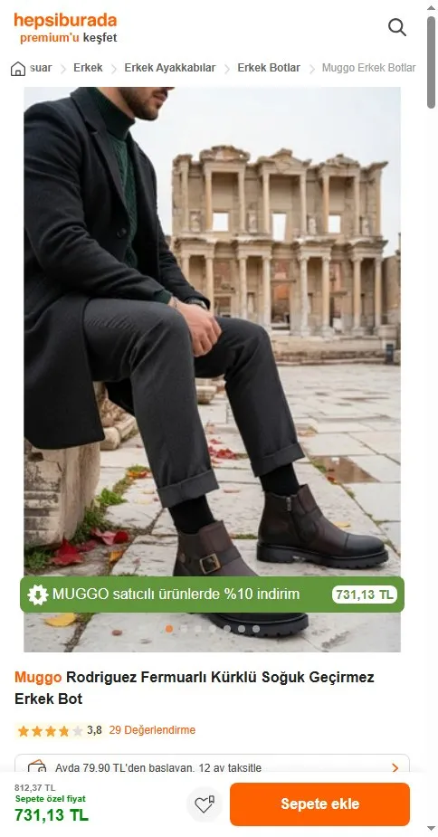 Muggo Rodriguez Fermuarlı Kürklü Soğuk Geçirmez Erkek Bot