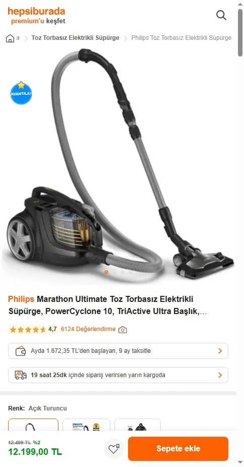 Philips Marathon Ultimate Toz Torbasız Elektrikli Süpürge, PowerCyclone 10, TriActive Ultra Başlık, NanoClean, Allergy H13 Filtre, XB9125/07