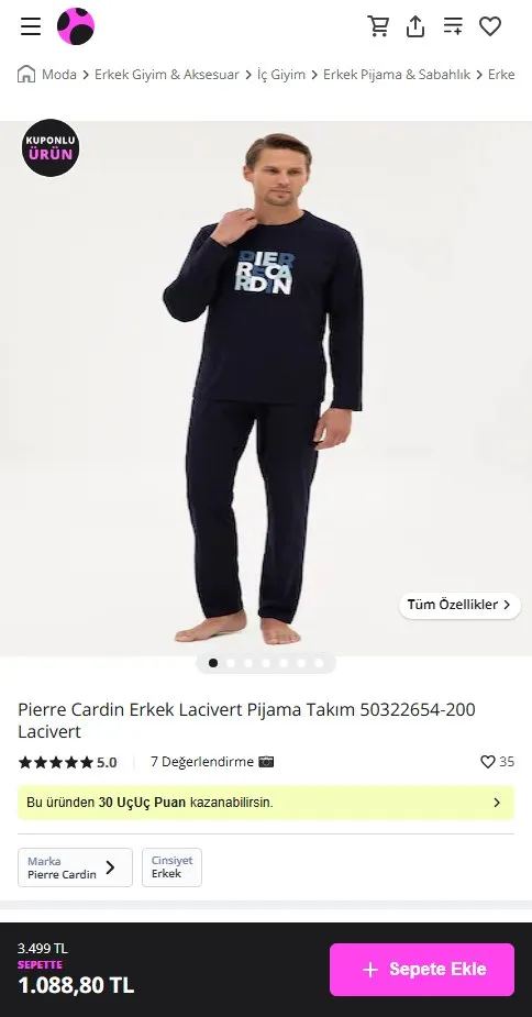 Pierre Cardin Erkek Lacivert Pijama Takım 50322654-200 Lacivert