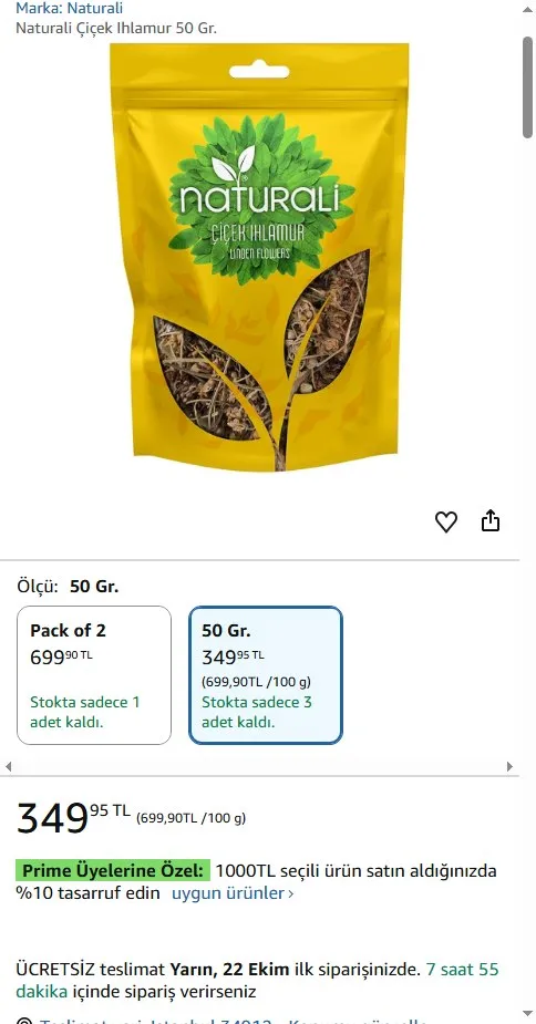 Naturali Çiçek Ihlamur 50 Gr.