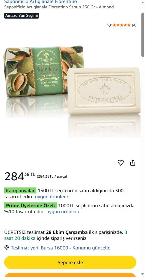 Saponificio Artigianale Fiorentino Sabun 250 Gr - Almond