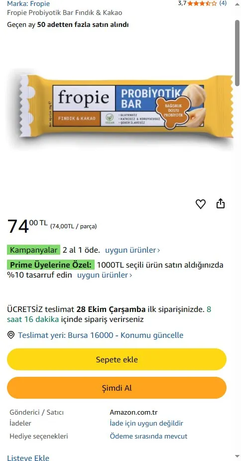 Fropie Probiyotik Bar Fındık & Kakao
