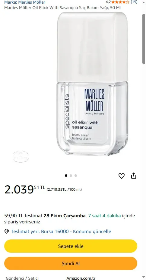 Marlies Möller Oil Elixir With Sasanqua Saç Bakım Yağı, 50 Ml