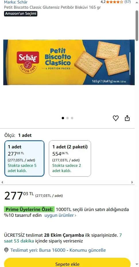 Petit Biscotto Classic Glutensiz Petibör Bisküvi 165 gr