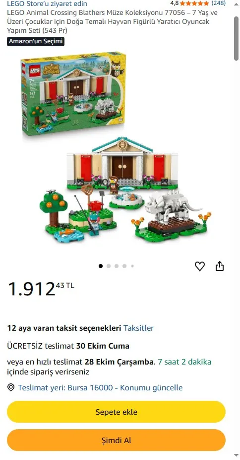 LEGO Animal Crossing Blathers Müze Koleksiyonu 77056 – 7 Yaş ve Üzeri Çocuklar için Doğa Temalı Hayvan Figürlü Yaratıcı Oyuncak Yapım Seti (543 Pr)