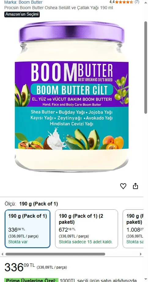 Procsin Boom Butter Oshea Selülit ve Çatlak Yağı 190 ml