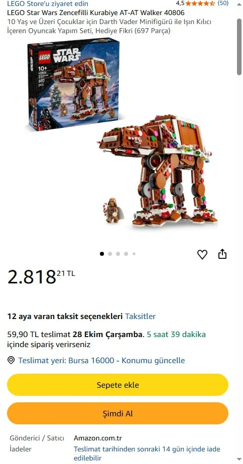 LEGO Star Wars Zencefilli Kurabiye AT-AT Walker 40806