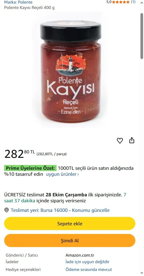 Polente Kayısı Reçeli 400 g