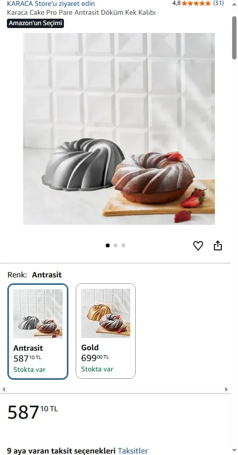 Karaca Cake Pro Pare Antrasit Döküm Kek Kalıbı