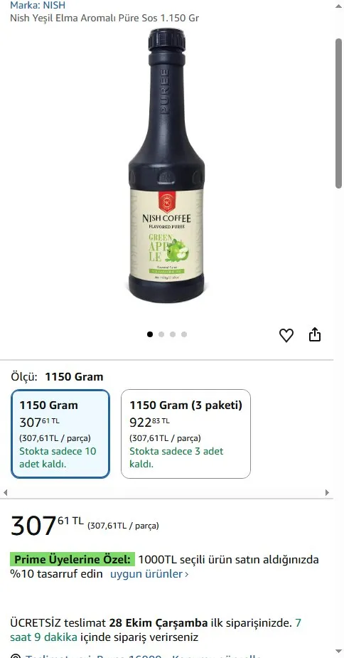Nish Yeşil Elma Aromalı Püre Sos 1.150 Gr