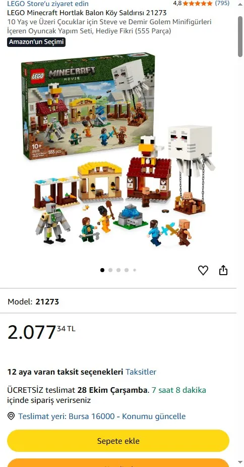 LEGO Minecraft Hortlak Balon Köy Saldırısı 21273
