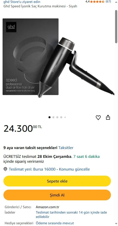 Ghd Speed İyonik Saç Kurutma makinesi - Siyah