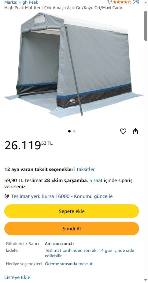 High Peak Multitent Çok Amaçlı Açık Gri/Koyu Gri/Mavi Çadır