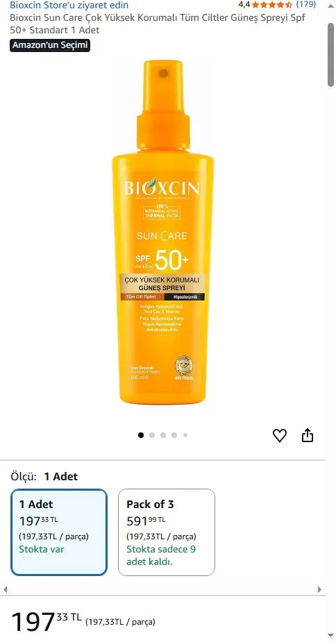 Bioxcin Sun Care Çok Yüksek Korumalı Tüm Ciltler Güneş Spreyi Spf 50+ Standart 1 Adet