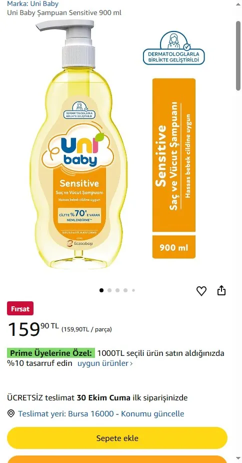 Uni Baby Şampuan Sensitive 900 ml