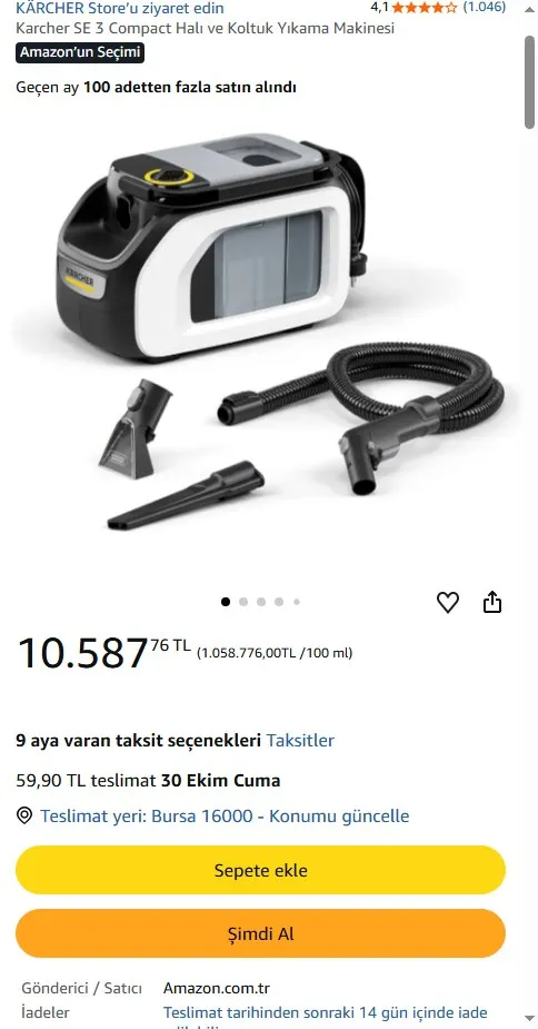 Karcher SE 3 Compact Halı ve Koltuk Yıkama Makinesi
