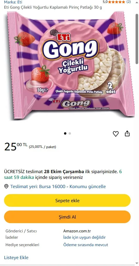 Eti Gong Çilekli Yoğurtlu Kaplamalı Pirinç Patlağı 30 g