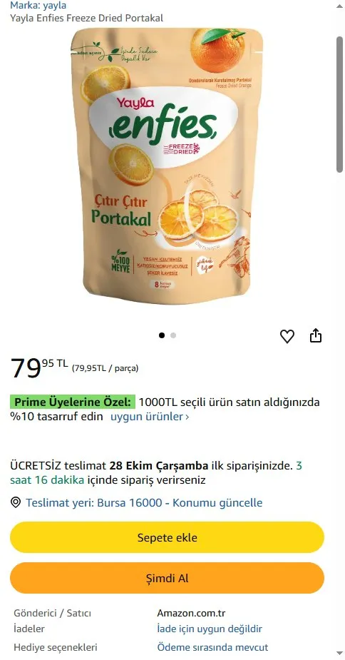 Yayla Enfies Freeze Dried Portakal