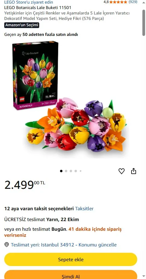 LEGO Botanicals Lale Buketi 11501