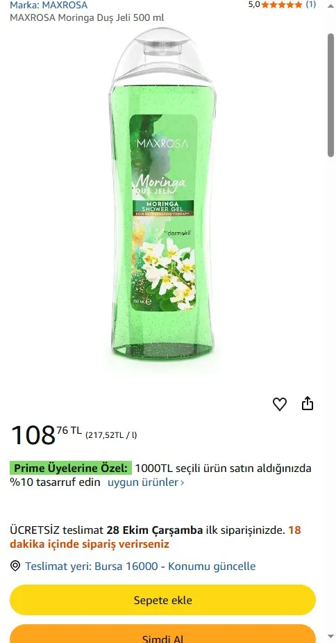 MAXROSA Moringa Duş Jeli 500 ml