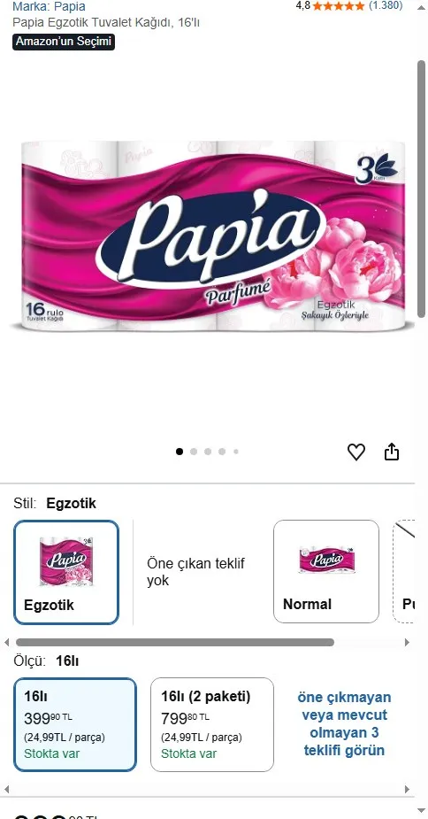 Papia Egzotik Tuvalet Kağıdı, 16'lı