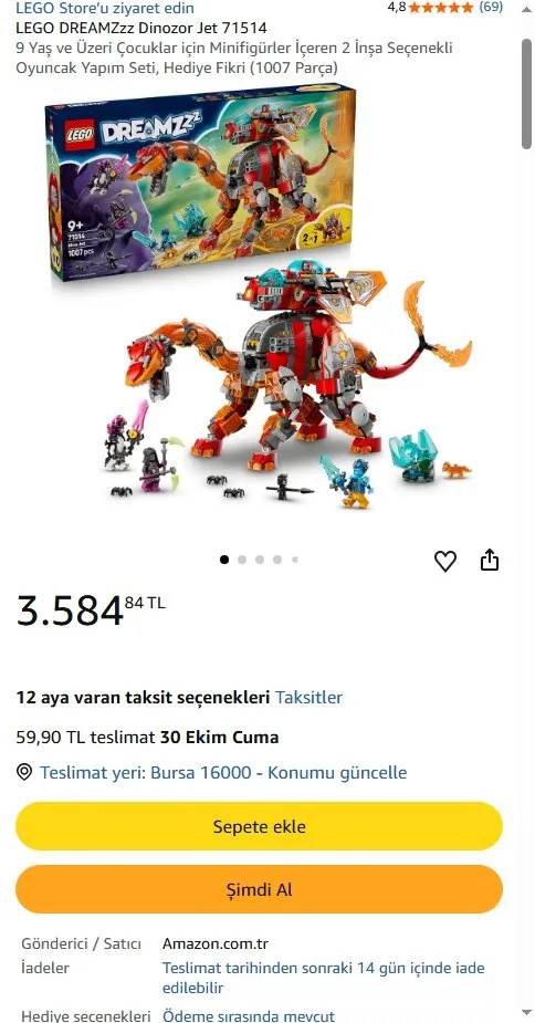 LEGO DREAMZzz Dinozor Jet 71514