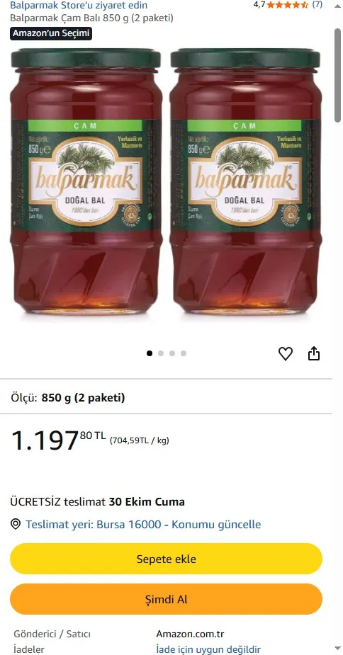 Balparmak Çam Balı 850 g (2 paketi)