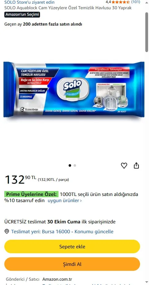 SOLO Aquablock Cam Yüzeylere Özel Temizlik Havlusu 30 Yaprak