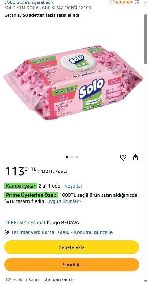 SOLO YTM DOĞAL GÜÇ KİRAZ ÇİÇEĞİ 1X100
