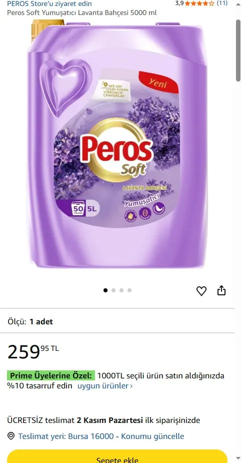 Peros Soft Yumuşatıcı Lavanta Bahçesi 5000 ml