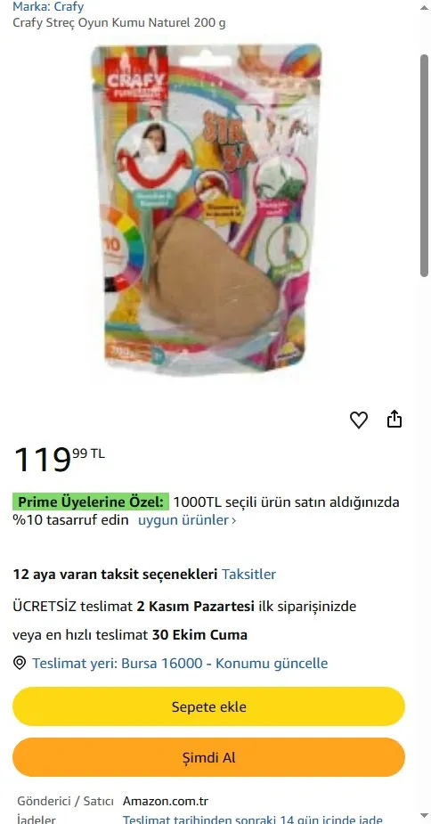 Crafy Streç Oyun Kumu Naturel 200 g